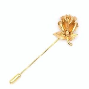 Boucher Rose Pin Brooch Gold Tone Lapel Stick Pin Flower Vintage